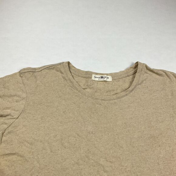 Natural Life Linen T-Shirt Heathered Beige Earthy Short Sleeve Breathable Tee M - Picture 3 of 10